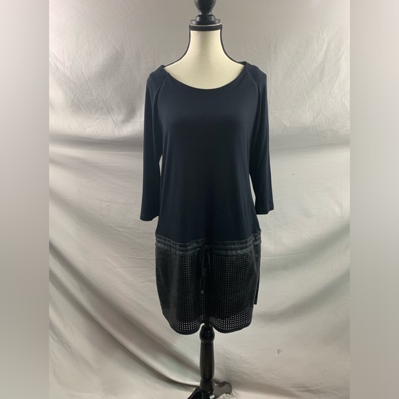 Dex Dresses & Skirts - Black Vegan Leather Drop Waist Dress